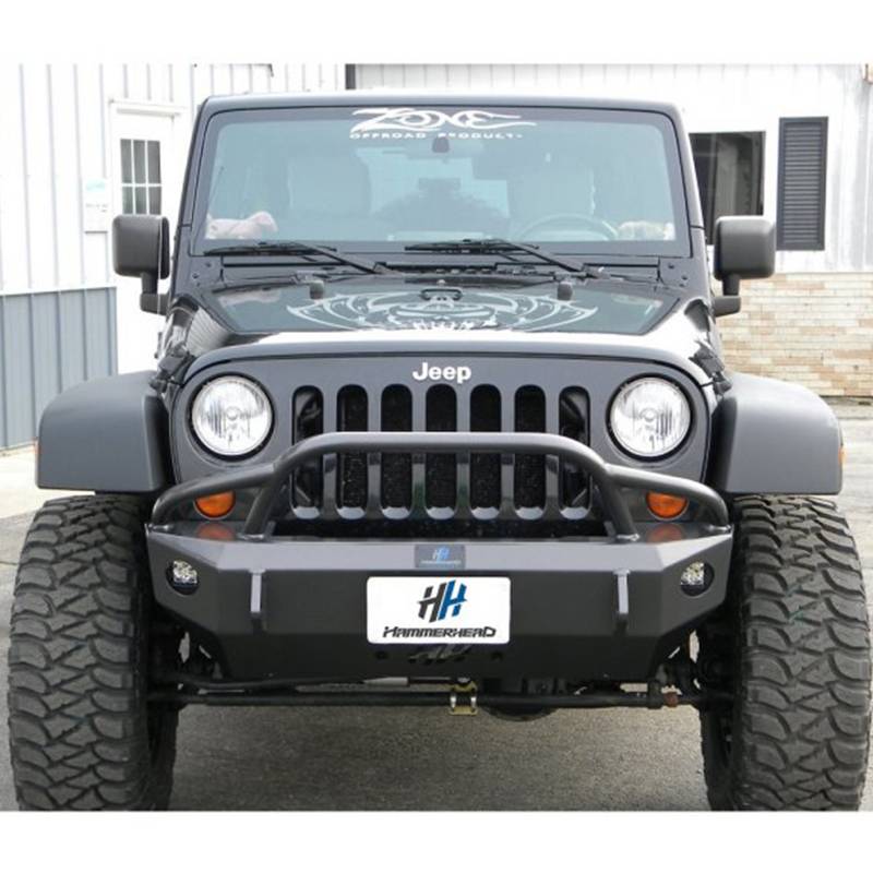 Hammerhead 600-56-0206 Stubby Winch Front Bumper with Pre-Runner Guard and  Round Light Holes for Jeep Wrangler JK 2007-2018 | Bumper Superstore