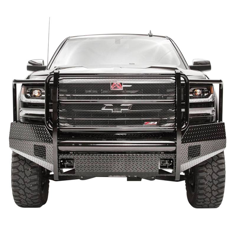Fab Fours CS16-K3860-1 Black Steel Front Bumper with Grille Guard for Chevy Silverado 1500 2016 Grill Guard For 2016 Chevy Silverado 1500