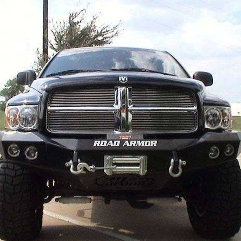 Road Armor 44040B Stealth Winch Front Bumper with Round Light Holes for