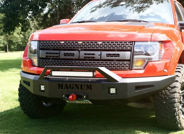 Red Ford Raptor with ICI Winch Front Bumper