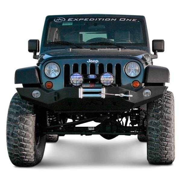 Expedition One - Expedition One JKFB100 Trail Series Full Width Winch Front Bumper for Jeep Wrangler JK 2007-2018 - Bare Steel