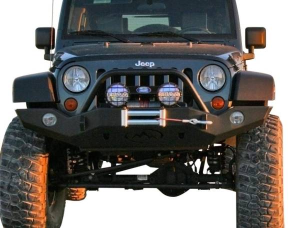 Expedition One - Expedition One JKFB100_H Trail Series Full Width Winch Front Bumper with Hoop for Jeep Wrangler JK 2007-2018 - Bare Steel