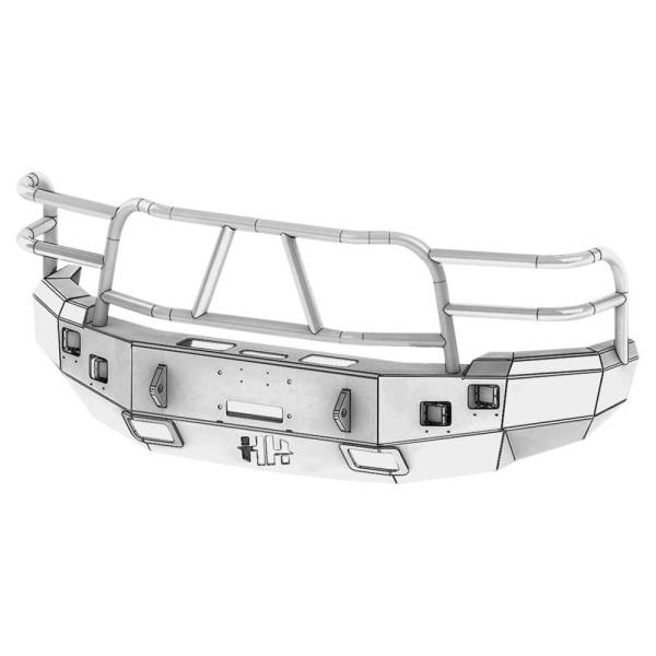 Hammerhead Bumpers - Hammerhead 600-56-0054 X-Series Winch Front Bumper with Full Brush Guard and Square Light Holes for Chevy Silverado 1500HD 2007-2013