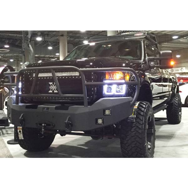 Hammerhead Bumpers - Hammerhead 600-56-0056 X-Series Winch Front Bumper with Full Brush Guard and Square Light Holes for Ford F250/F350/F450/F550 2011-2016