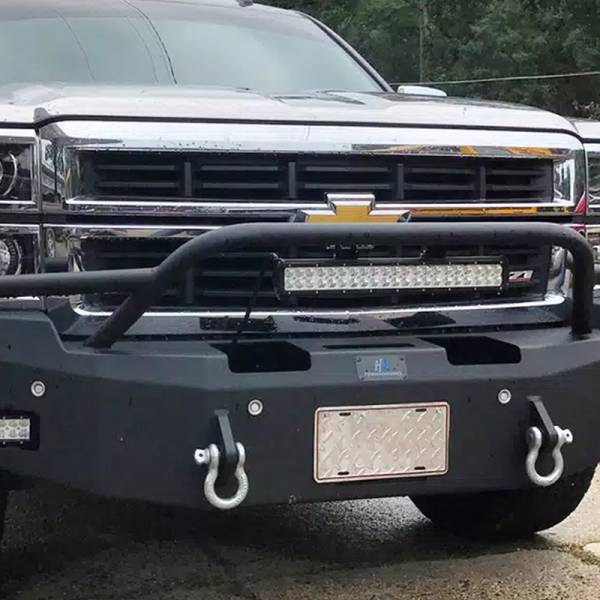 Hammerhead Bumpers - Hammerhead 600-56-0130 Winch Front Bumper with Pre-Runner Guard and Square Light Holes for Chevy Silverado 1500 1999-2002