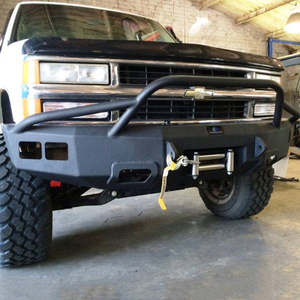 Hammerhead Bumpers - Hammerhead 600-56-0127 Winch Front Bumper with Pre-Runner Guard and Square Light Holes for Chevy Silverado/GMC Sierra 1500 1988-1998