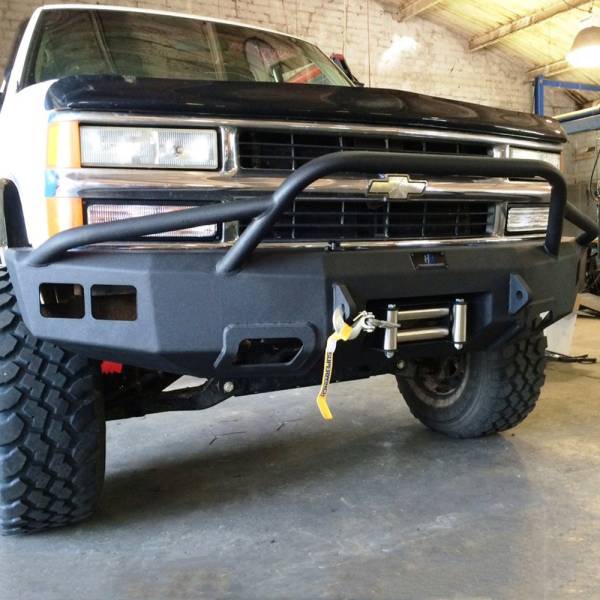 Hammerhead Bumpers - Hammerhead 600-56-0127T Winch Front Bumper with Pre-Runner Guard and Square Light Holes for Chevy Tahoe/Suburban 1992-2000