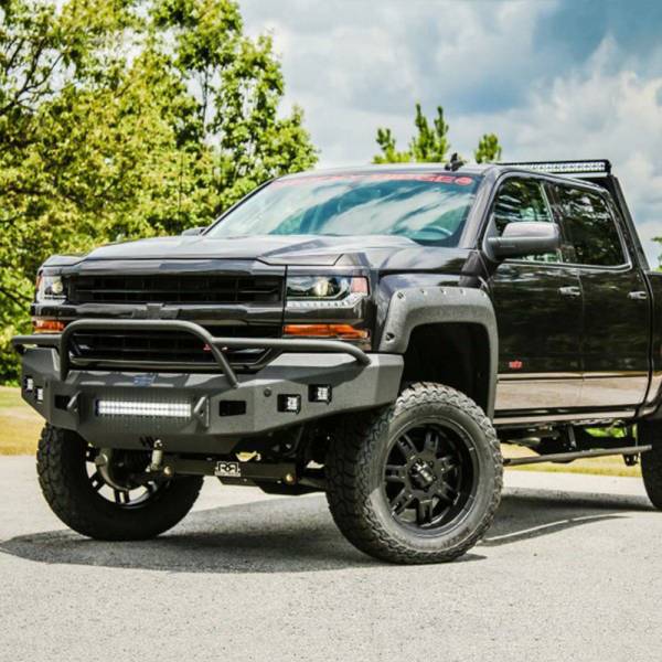 Hammerhead Bumpers - Hammerhead 600-56-0434 Low Profile Front Bumper with Pre-Runner Guard and Square Light Holes for Chevy Silverado 1500 2016-2018
