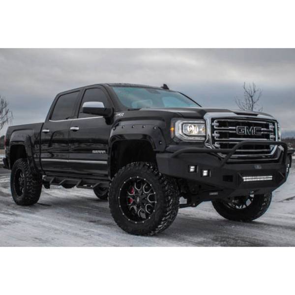Hammerhead Bumpers - Hammerhead 600-56-0436 Low Profile Front Bumper with Pre-Runner Guard and Square Light Holes for GMC Sierra 1500 2016-2018