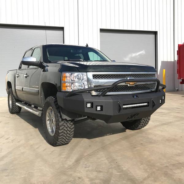 Hammerhead Bumpers - Hammerhead 600-56-0630 Low Profile Fleet Front Bumper with Pre-Runner Guard and Square Light Holes for Chevy Silverado 1500HD 2007-2013