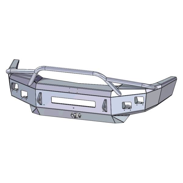 Hammerhead Bumpers - Hammerhead 600-56-0645 Low Profile Fleet Front Bumper with Pre-Runner Guard and Square Light Holes for Chevy Silverado 2500HD/3500 2003-2006