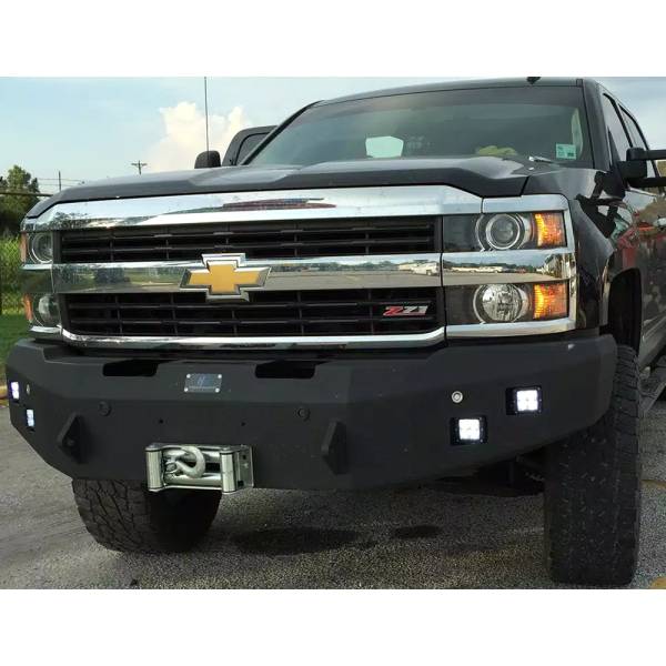 Hammerhead Bumpers - Hammerhead 600-56-0134 Winch Front Bumper with Square Light Holes for Chevy Silverado 1500HD 2007-2013