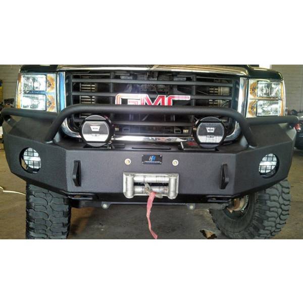 Hammerhead Bumpers - Hammerhead 600-56-0163 Winch Front Bumper with Pre-Runner Guard and Square Light Holes for GMC Sierra 2500HD/3500 2007-2010