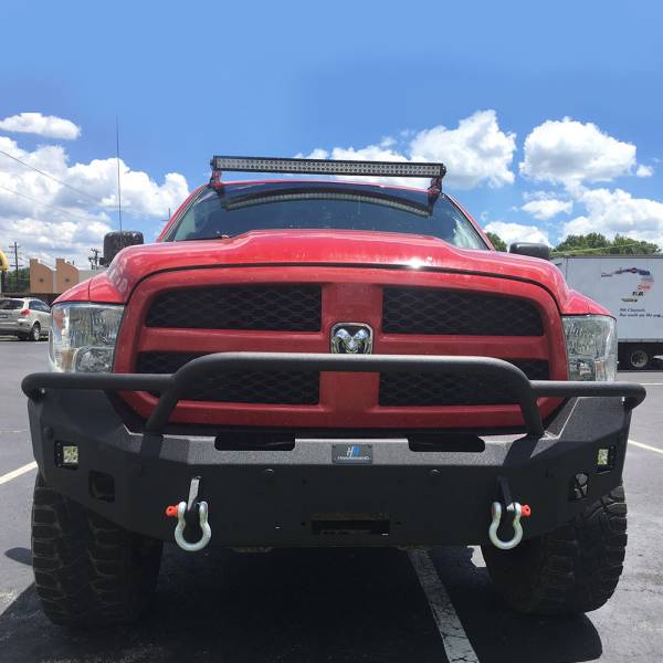 Hammerhead Bumpers - Hammerhead 600-56-0271 Winch Front Bumper with Pre-Runner Guard and Square Light Holes for Dodge Ram 1500 2013-2018
