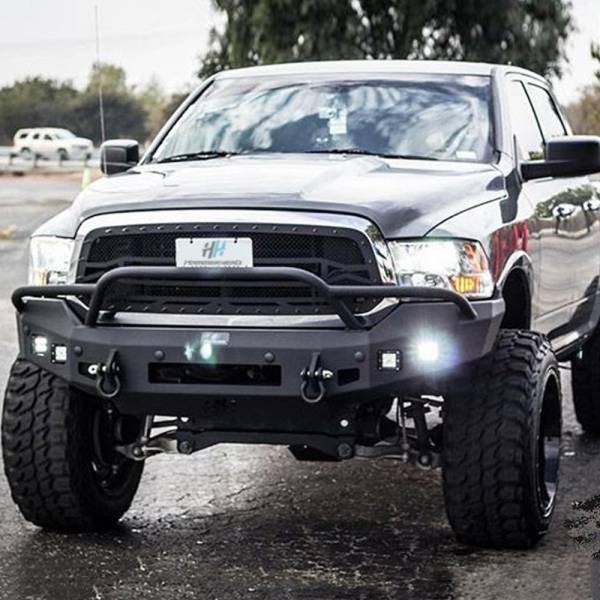 Hammerhead Bumpers - Hammerhead 600-56-0419 Low Profile Non-Winch Front Bumper with Pre-Runner Guard and Square Light Holes for Dodge Ram 1500 2013-2018