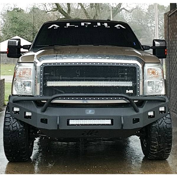 Hammerhead Bumpers - Hammerhead 600-56-0417 Low Profile Non-Winch Front Bumper with Pre-Runner Guard and Square Light Holes for Ford F250/F350/F450/F550 2011-2016