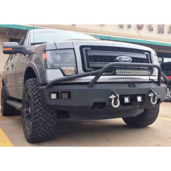 Hammerhead Bumpers - Hammerhead 600-56-0204 Non-Winch Front Bumper with Pre-Runner Guard and Square Light Holes for Ford F150 EcoBoost 2011-2014