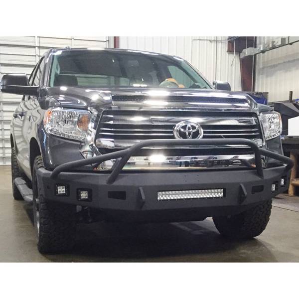 Hammerhead Bumpers - Hammerhead 600-56-0432 Low Profile Non-Winch Front Bumper with Pre-Runner Guard and Square Light Holes for Toyota Tundra 2014-2021