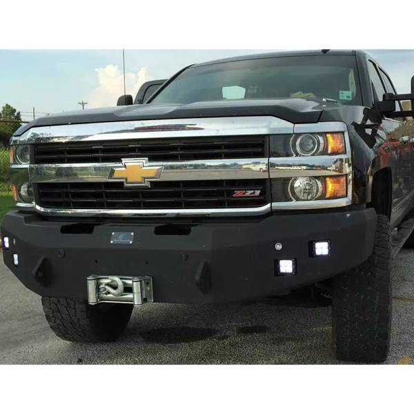 Hammerhead Bumpers - Hammerhead 600-56-0185_2 Winch Front Bumper with Square Light Holes for Chevy Silverado/GMC Sierra 2500/3500 1988-1998