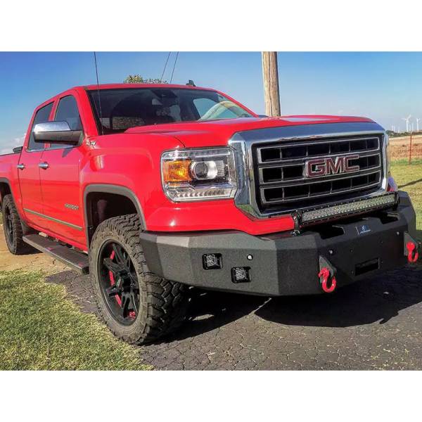 Hammerhead Bumpers - Hammerhead 600-56-0393 Winch Front Bumper with Square Light Holes for GMC Sierra 1500 2007-2013