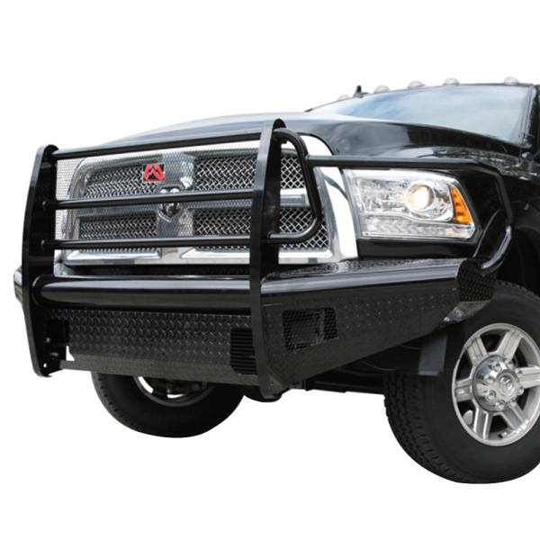 Fab Fours - Fab Fours DR06-S1160-1 Black Steel Front Bumper with Full Grille Guard for Dodge Ram 2500 HD/3500 HD/4500 HD/5500 HD 2006-2009