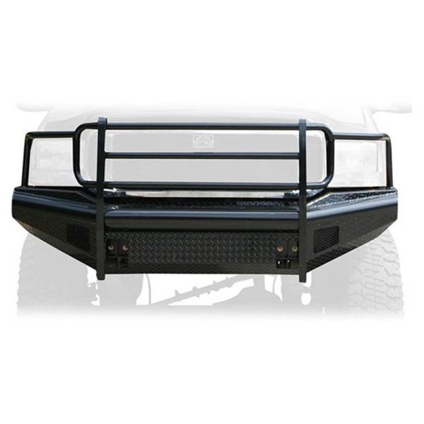 Fab Fours - Fab Fours FS99-S1660-1 Black Steel Front Bumper with Full Grille Guard for Ford F250/F350 1999-2004
