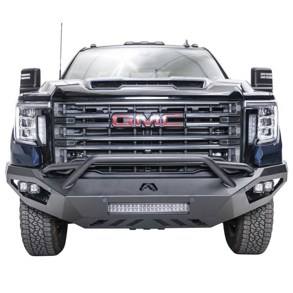 Fab Fours - Fab Fours GM15-V3152-1 Vengeance Front Bumper with Pre-Runner Guard and Sensor Holes for GMC Sierra 2500HD/3500 2015-2019