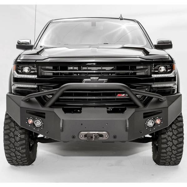 Fab Fours - Fab Fours CS16-F3852-1 Winch Front Bumper with Pre-Runner Guard and Sensor Holes for Chevy Silverado 1500 2016-2018