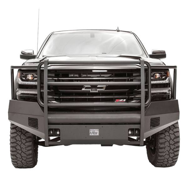 Fab Fours - Fab Fours CS16-R3860-1 Black Steel Elite Smooth Front Bumper with Full Guard for Chevy Silverado 1500 2016-2018