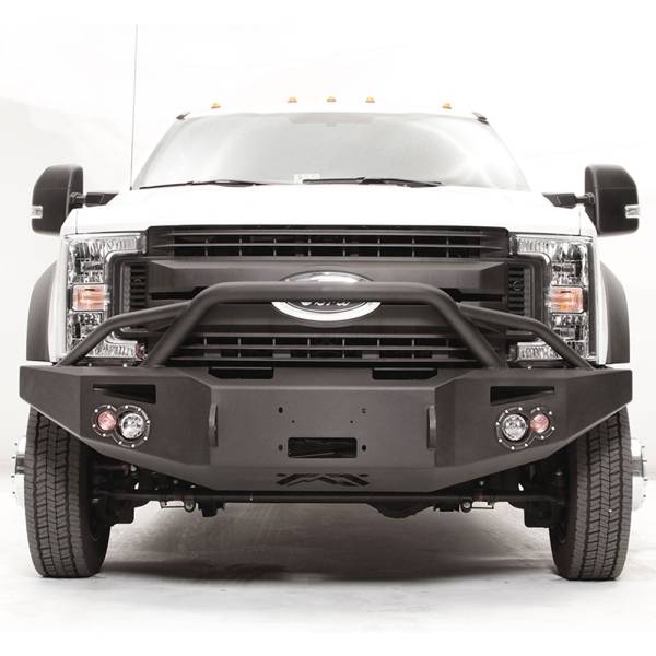 Fab Fours - Fab Fours FS17-A4252-1 Winch Front Bumper with Pre-Runner Guard and Sensor Holes for Ford F450/F550 2017-2022