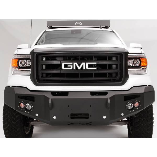 Fab Fours - Fab Fours GS14-F3151-1 Winch Front Bumper with Full Guard and Sensor Holes for GMC Sierra 1500 2014-2015
