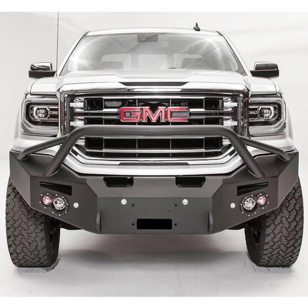 Fab Fours - Fab Fours GS14-F3152-1 Winch Front Bumper with Pre-Runner Guard and Sensor Holes for GMC Sierra 1500 2014-2015
