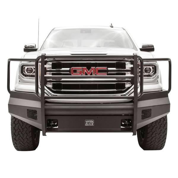 Fab Fours - Fab Fours GS16-R3960-1 Black Steel Elite Smooth Front Bumper with Full Guard for GMC Sierra 1500 2016-2018