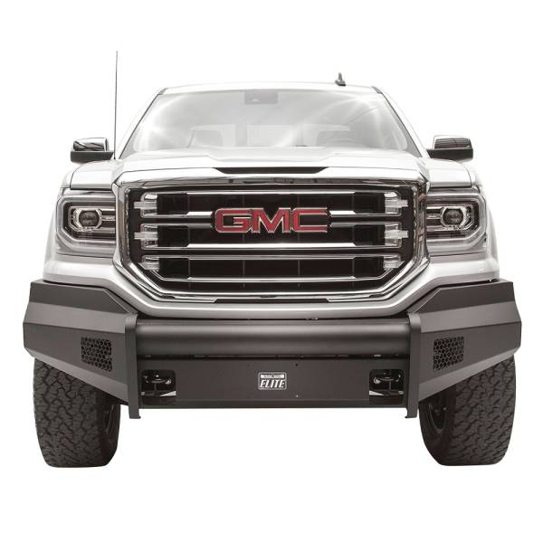 Fab Fours - Fab Fours GS16-R3961-1 Black Steel Elite Smooth Front Bumper for GMC Sierra 1500 2016-2018