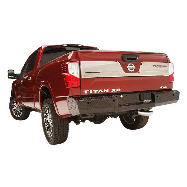 Fab Fours - Fab Fours NT16-T3750-1 Black Steel Rear Bumper for Nissan Titan XD Only 2016-2021