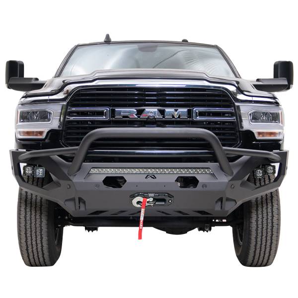 Fab Fours - Fab Fours DR19-X4452-1 Matrix Front Bumper with Pre-Runner Guard and Sensor Holes for Dodge Ram 2500/3500 2019-2024