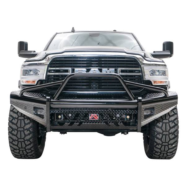 Fab Fours - Fab Fours DR19-S4462-1 Black Steel Front Bumper with Pre-Runner Guard for Dodge Ram 2500/3500 2019-2022 New Body Style