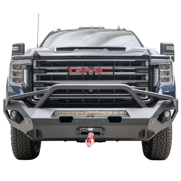 Fab Fours - Fab Fours GM20-X5052-1 Matrix Front Bumper with Pre-Runner Guard and Sensor Holes for GMC Sierra 2500HD/3500 2020-2022
