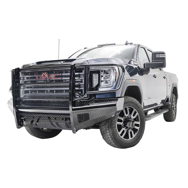Fab Fours - Fab Fours GM20-S5060-1 Black Steel Front Bumper with Full Grille Guard for GMC Sierra 2500HD/3500 2020-2022