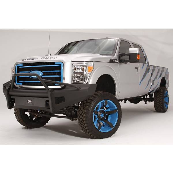 Fab Fours - Fab Fours FS11-Q2562-1 Black Steel Elite Smooth Front Bumper with Pre-Runner Guard for Ford F250/F350/F450/F550 2011-2016