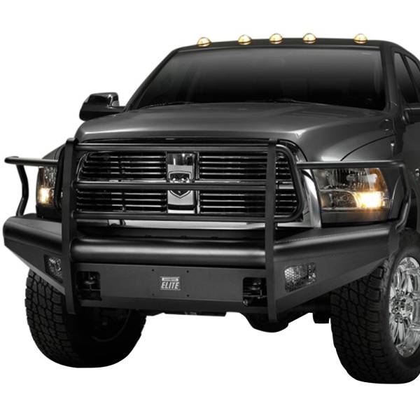 Fab Fours - Fab Fours DR94-Q1560-1 Black Steel Elite Smooth Front Bumper with Full Guard for Dodge Ram 2500/3500 1994-2002