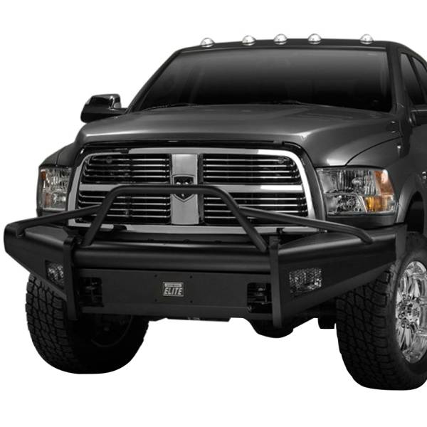 Fab Fours - Fab Fours DR94-Q1562-1 Black Steel Elite Smooth Front Bumper with Pre-Runner Guard for Dodge Ram 2500/3500 1994-2002