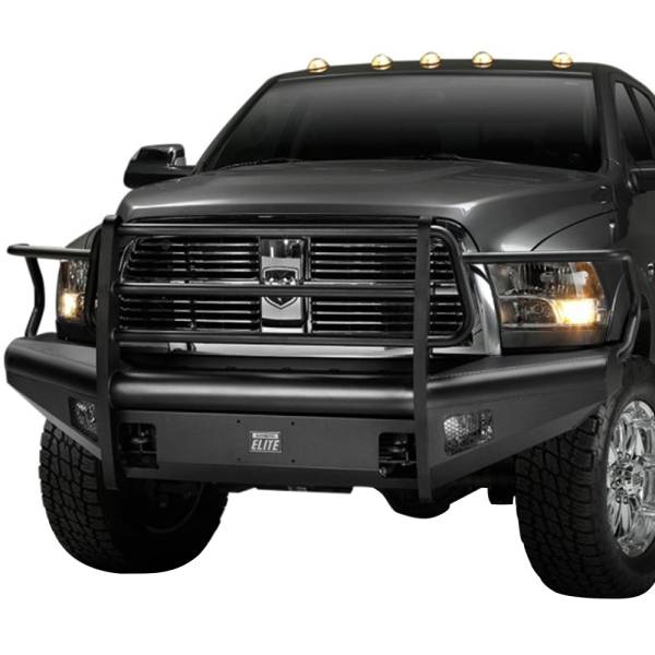 Fab Fours - Fab Fours DR06-Q1160-1 Black Steel Elite Smooth Front Bumper with Full Guard for Dodge Ram 2500/3500/4500/5500 2006-2009