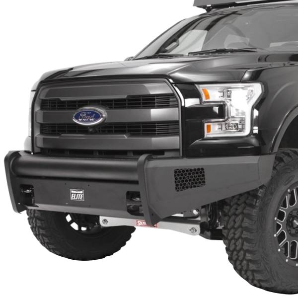 Fab Fours - Fab Fours FF09-R1961-1 Black Steel Elite Smooth Front Bumper for Ford F150 2009-2014
