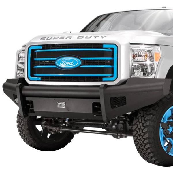 Fab Fours - Fab Fours FS99-Q1661-1 Black Steel Elite Smooth Front Bumper for Ford F250/F350 1999-2004