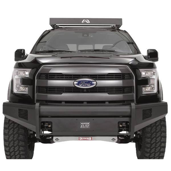 Fab Fours - Fab Fours FF15-R3251-1 Black Steel Elite Smooth Front Bumper for Ford F150 2015-2017