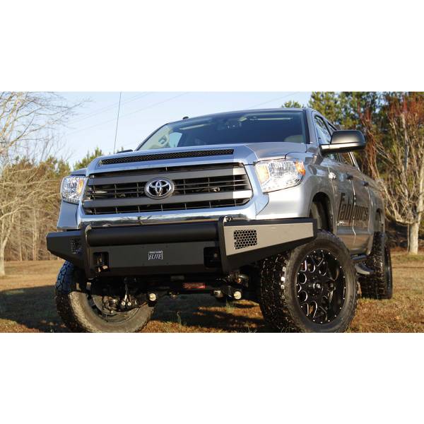 Fab Fours - Fab Fours TT14-R2861-1 Black Steel Elite Smooth Front Bumper for Toyota Tundra 2014-2021