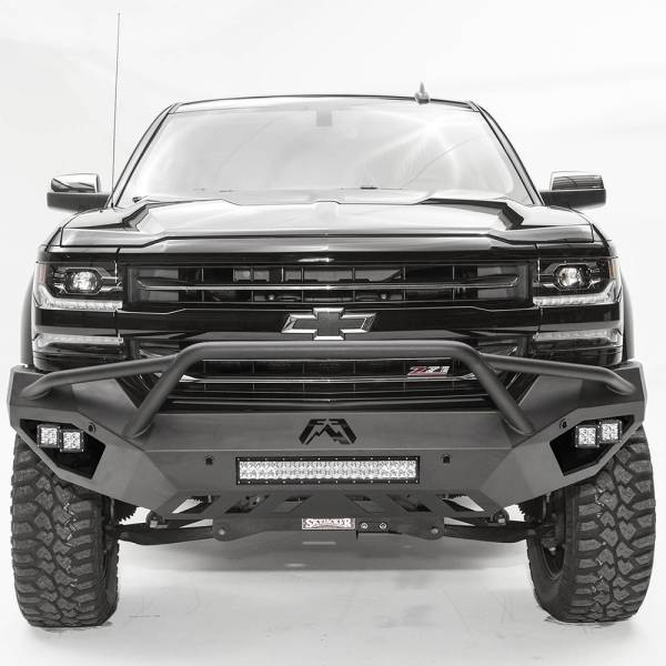 Fab Fours - Fab Fours CS16-D3852-1 Vengeance Front Bumper with Pre-Runner Guard and Sensor Holes for Chevy Silverado 1500 2016-2018