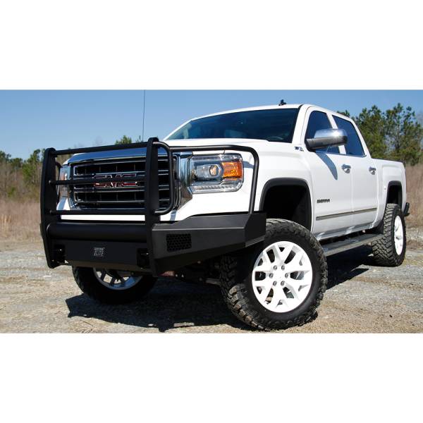 Fab Fours - Fab Fours GS14-R3160-1 Black Steel Elite Smooth Front Bumper with Full Guard for GMC Sierra 1500 2014-2015