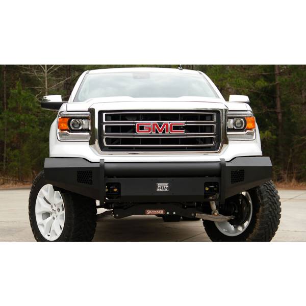 Fab Fours - Fab Fours GS14-R3161-1 Black Steel Elite Smooth Front Bumper for GMC Sierra 1500 2014-2015
